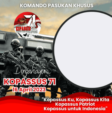 Twibbon HUT Kopassus ke 71 tahun 2023 desain terbaru nan gagah