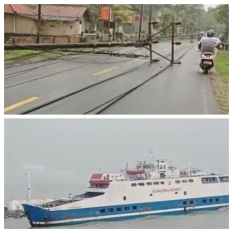 Angin Kencang Landa Perairan Selat Sunda, 7 Tiang Listrik Di Anyer ...