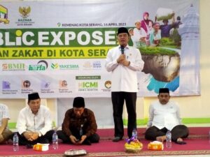 Kemenag Kota Serang mengumpulkan Baznas dan seluruh Lembaga Amil Zakat melalui public expose 2023 gerakan zakat di Kota Serang.