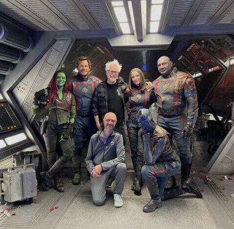 James Gunn dan para pemeran Guardians Of The Galaxy Volume 3.