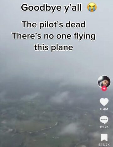 Video viral pesawat jatuh karena pilot meninggal. (TikTok/@Jvirall)