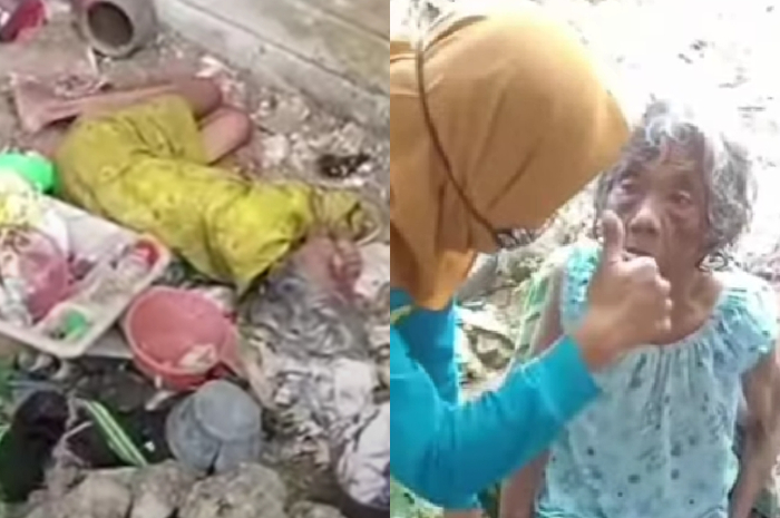 Seorang nenek di Blitar tidur di tumpukan sampah