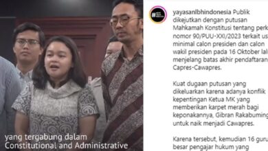 Sebanyak 16 guru besar menggugat keputusan MK atau Mahkamah Konstitusi. ( Tangkapan layar Instagram yayasanlbhindonesia)