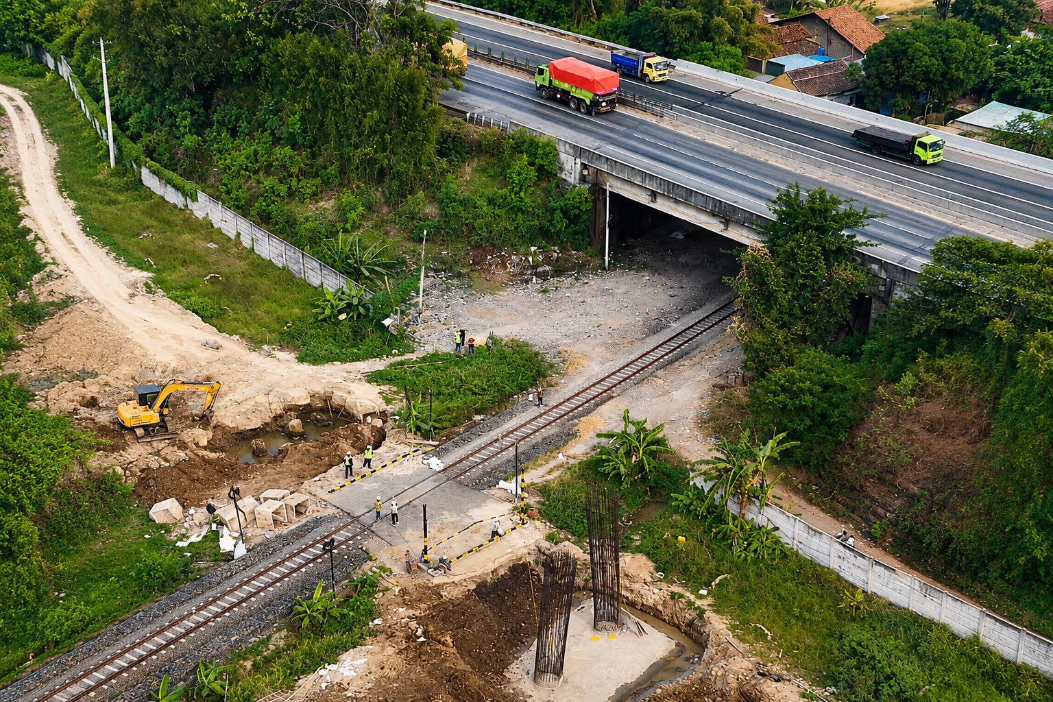 Warga Awasi Proyek Flyover Unyur