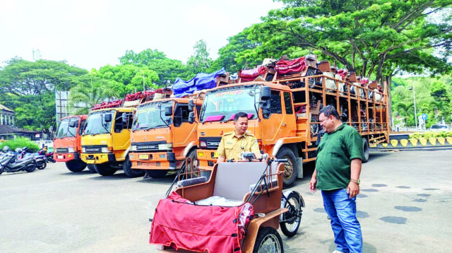 DARI BANTUAN PRESIDEN Kabupaten Serang Diguyur 190 Becak Listrik